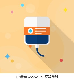 Blood bags icon , Vector flat long shadow design.