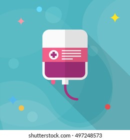 Blood bags icon , Vector flat long shadow design.