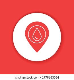 Blood Bank Location Color Glyph Icon. Transfusion,donation, Charity Concept. Pictogram For Web, Mobile App, Promo. UI UX Design Element.