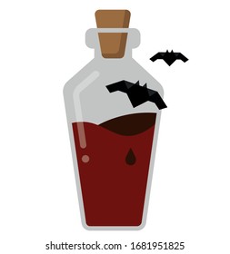 Bate de sangre en la poción de la botella hechicera hechicera origami pegatina vectorial