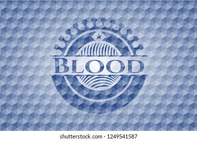 Blood blue badge with geometric pattern.