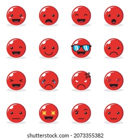 Carácter emoticono de burbuja de sangre con icono vectorial de expresiones diferentes