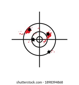 Blood Bullet Hole Target Icon. Clipart Image Isolated On White Background.