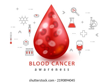 Blood Cancer Awareness. Leukemia, Lymphoma And Myeloma. Remission Or Treatment For Blood Cancer