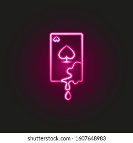 Blood Card, Gambling Neon Style Icon. Simple Thin Line, Outline Vector Of Mafia Icons For Ui And Ux, Website Or Mobile Application