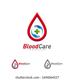 Símbolo del logo de Blood Care vector, concepto de diseño del logotipo de sangre creativa