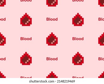 Blood cartoon character seamless pattern on pink background.Pixel style