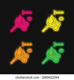 Icono de vector neonato brillante de cuatro colores de células sanguíneas