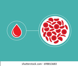 Blood Cells and blood droplet icon - Vector illustration