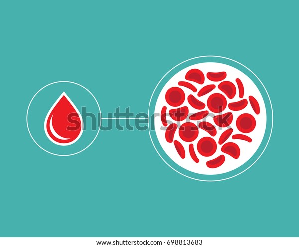 Blood\
Cells and blood droplet icon - Vector\
illustration