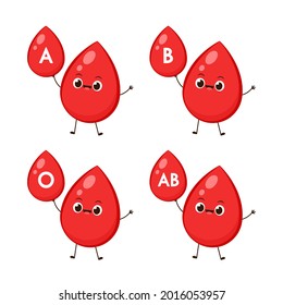 Blood character design. Blood type or blood group vector illustration.