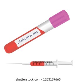 Blood cholesterol level laboratory test vector illustration