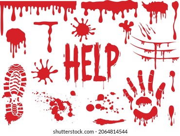 Blood Clipart 19 in 1 Bundle, Halloween Set, Blood Drip Collection, Bloody Hand, Dripping Borders, Blood Splash Cricut, Blood Spatter Clipart