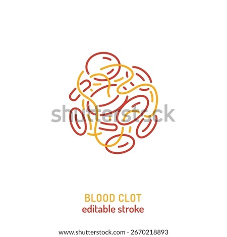 Blood clot icon. Editable vector illustration of vascular blockage with platelets. Used in healthcare, anatomy, stroke prevention, thrombosis awareness, and circulatory system education.