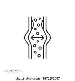 Blood Clot Pressure Icon, Artery Fat Wall, High Clot Pressuse, Thin Line Symbol On White Background - Editable Stroke Vector Illustration Eps 10