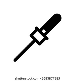 Aguja de colección de sangre. Icono de Vector de trazo delineado con detalles rellenos de negro.