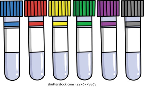 Blood collection tubes, color codes and order for draw. vector illustration