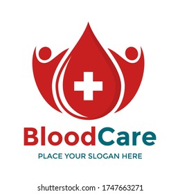 Plantilla de logotipo de comunidad sanguínea o vectores de cuidado. Este diseño utiliza un símbolo humano. Adecuado para la medicina.