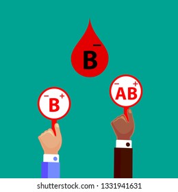 Blood Compatibility Donation. Blood B negative. Flat Design Vector Illustration.