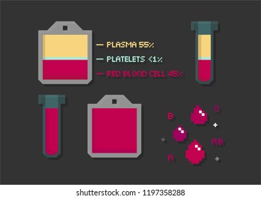 Blood components flat vector illustration icon