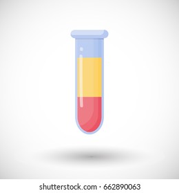 Blood components in tube vector flat icon, Flat design of medicine, blood donation and Hemophilia Day symbols with round shadow
