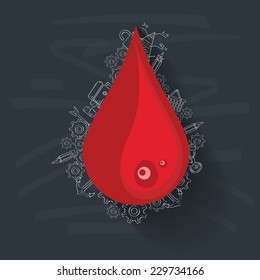 Blood concept on blackboard background,clean vector