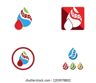 Blood dna genetic logo vector