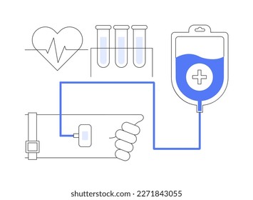 Blood donation abstract concept vector illustration. Plasma donation process, blood bank, universal donor, hemolytic transfusion center, donate for money, rules and preparation abstract metaphor.
