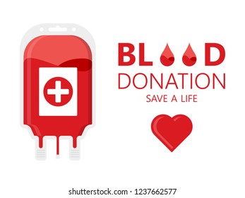 Blood Donation Bag Heart Save Life Vector Icon