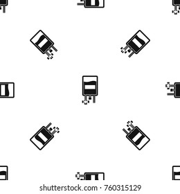 Blood donation bag pattern repeat seamless in black color for any design. Vector geometric illustration