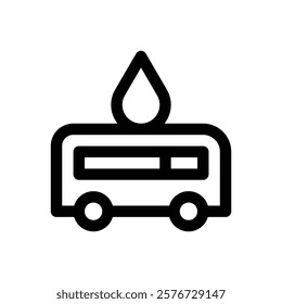 Blood donation bus. Editable stroke vector icon.