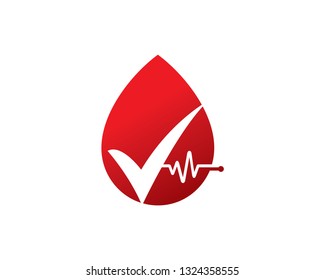 Blood Donation and Checmark Logo Template, Icon, Symbol - Vector
