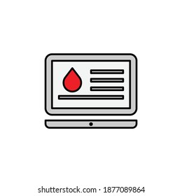 donación de sangre, icono de la línea de computadora. Los signos y símbolos se pueden utilizar para web, logotipo, aplicación móvil, interfaz de usuario, UX