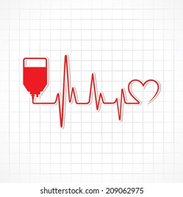 Blood Donation Concept Heartbeat Stock Vector Stock Vector (Royalty ...