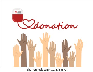 Blood donation concept. Vector illustrations flat design. Donor day. Medical background.
