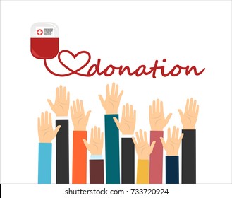 Blood donation concept. Vector illustrations flat design. Donor day. Medical background.