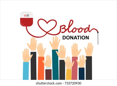 Blood donation concept. Vector illustrations flat design. Donor day. Medical background.