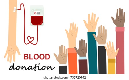 Blood donation concept. Vector illustrations flat design. Donor day. Medical background.