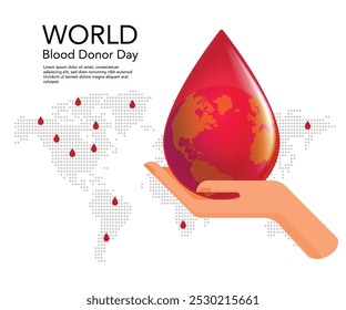 Conceitos de doação de sangue Modelos de pôster vetorial com ilustração. Dia mundial do doador conjunto de cartazes ilustração de stock