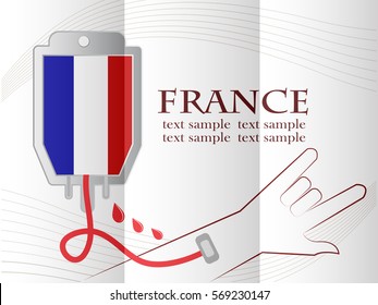 blood donation design made from the flag of  France, conceptual vector illustration.