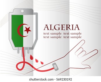 blood donation design made from the flag of Algeria, conceptual vector illustration.