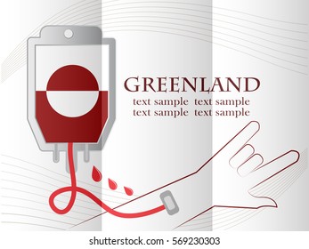 blood donation design made from the flag of  Greenland, conceptual vector illustration.