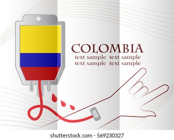 blood donation design made from the flag of  colombia, conceptual vector illustration.