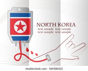 blood donation design made from the flag of  North Korea, conceptual vector illustration.