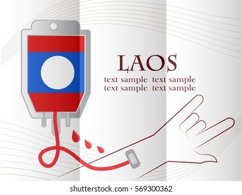 blood donation design made from the flag of  Laos, conceptual vector illustration.
