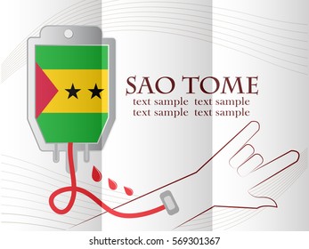 blood donation design made from the flag of  Sao Tome, conceptual vector illustration.