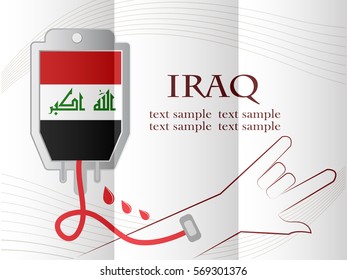 blood donation design made from the flag of  Iraq., conceptual vector illustration.