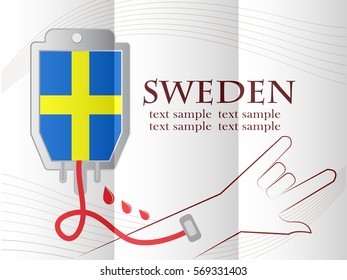 blood donation design made from the flag of  Sweden, conceptual vector illustration.