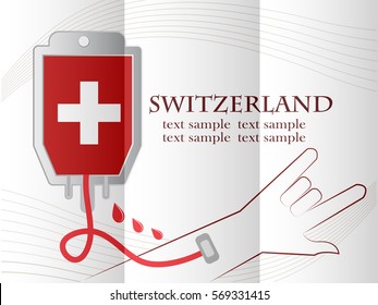blood donation design made from the flag of  Switzerland, conceptual vector illustration.