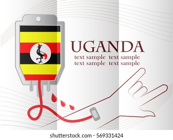 blood donation design made from the flag of  Uganda, conceptual vector illustration.